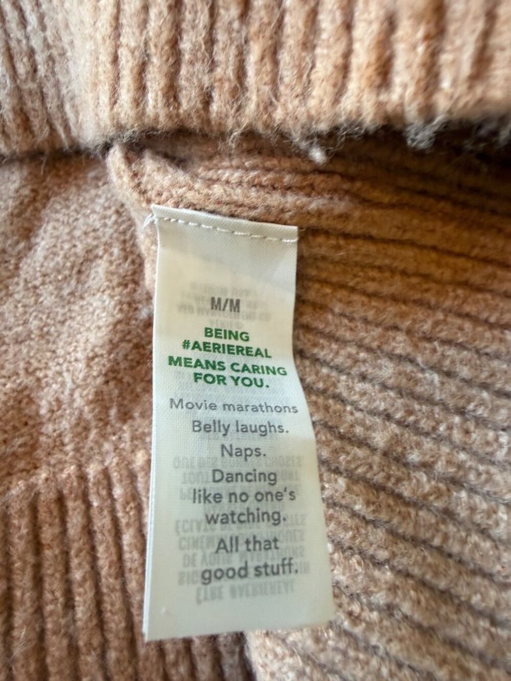 Aerie Tan Slouchy Crewneck Long Sleeve Sweater Size Medium - Picture 6 of 8